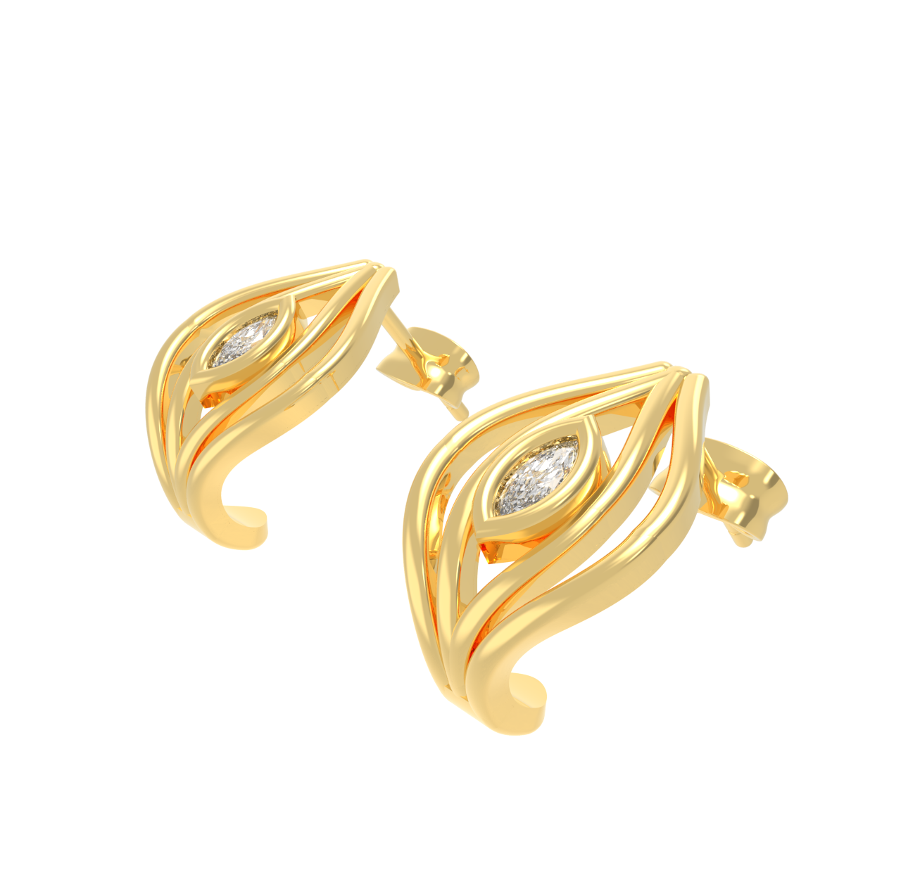 Marquise Coconut Shell Stud Earrings, Hallmarked 925 Sterling Silver - sitabo